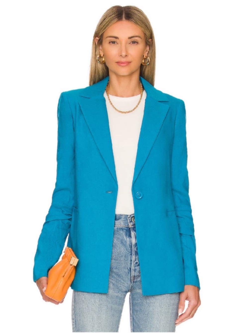 Alice + Olivia Pailey Fitted Blazer in Ocean Blue: Size 0